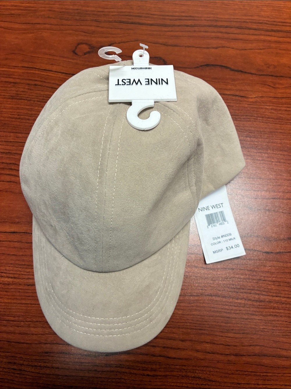 Nine West Light Beige Suede-Look Baseball Cap